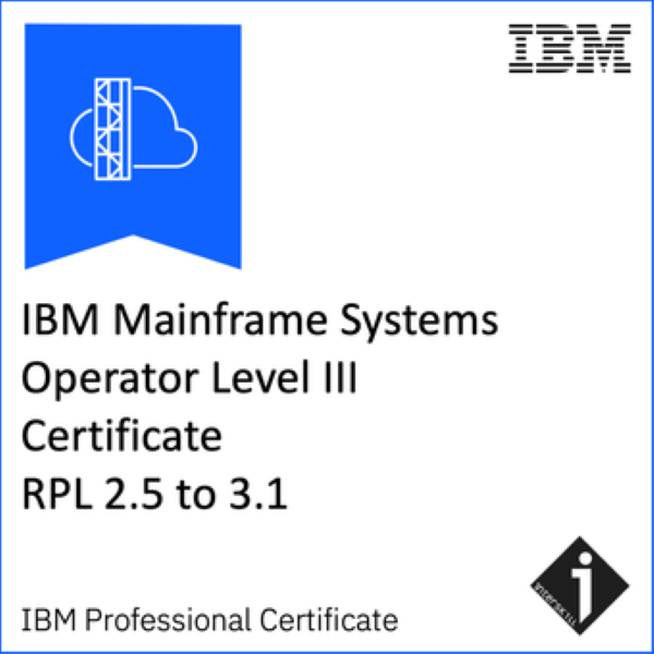Interskill - IBM Mainframe Systems Operator Level III Certificate RPL 2.5 to 3.1